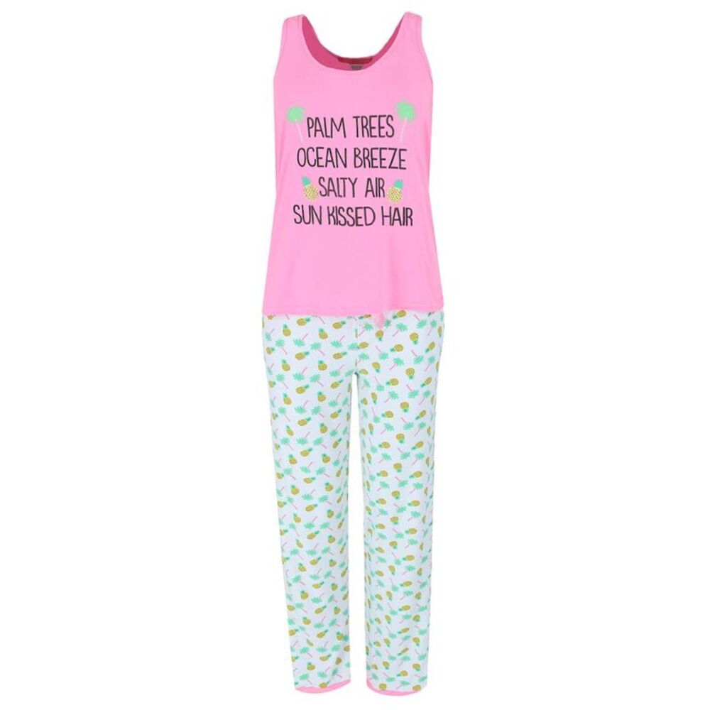 5 More Minutes Women's Tropical Pineapple Tank and Pants Pajama Set